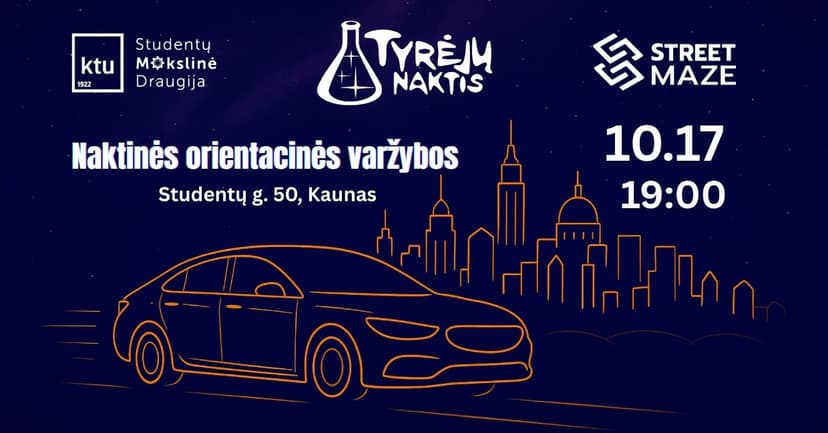 Naktinės orientacinės varžybos automobiliais Tyrėjų Naktis 2025 image